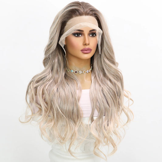 2025 High Quality 13*6 Synthetic 100%futura Lace Front Wig hd Lace Frontal Wig Blonde Wig for Women SM9703