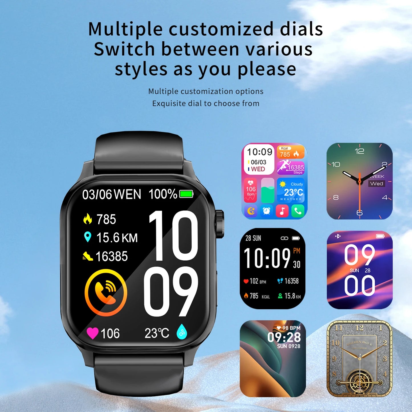 SENBONO G93 New Smart Watch Men Women 1.85'' square Screen Sports Waterproof BT Call Heart Rate Tracker Clock Men SmartWatch