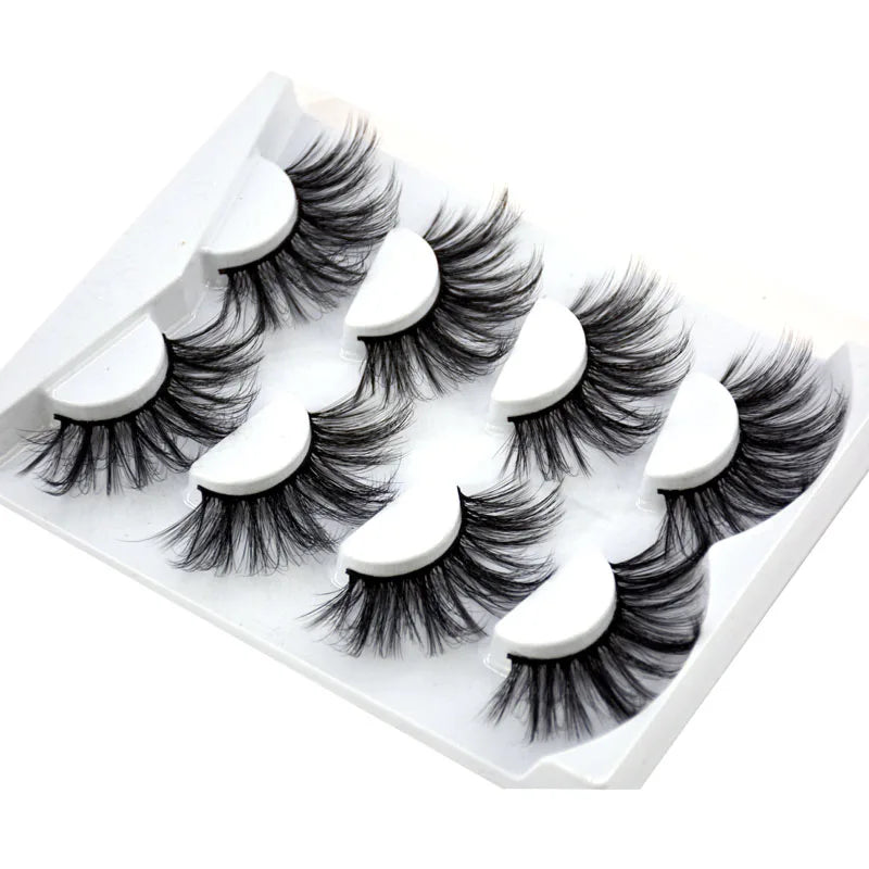 2021 NEW 4 Pairs 3D Mink Hair False Eyelashes Criss-cross Wispy Cross Fluffy 25mm Lashes Extension Handmade Eye Makeup Tools