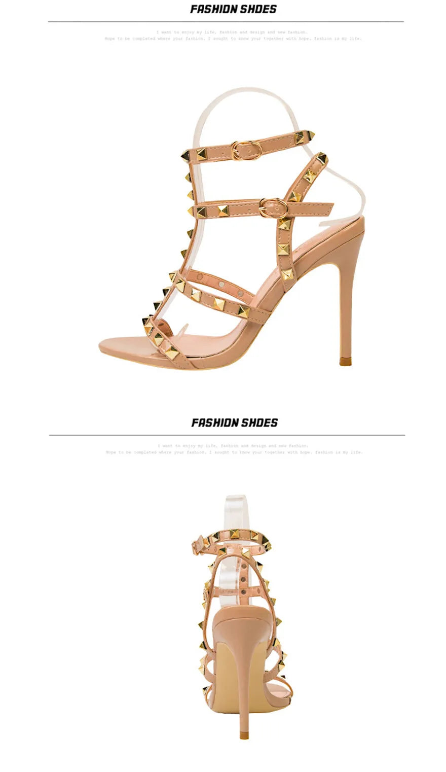 Rome Rivet Double Buckle Women Sandals Open Toe Fashion High Heels Cut-Outs Party Shoes Female Red Wedding Patent Leather Sandal