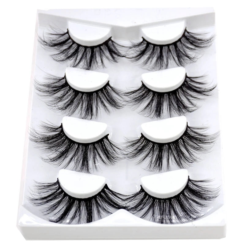 2021 NEW 4 Pairs 3D Mink Hair False Eyelashes Criss-cross Wispy Cross Fluffy 25mm Lashes Extension Handmade Eye Makeup Tools