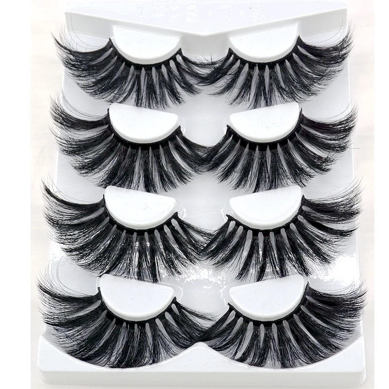2021 NEW 4 Pairs 3D Mink Hair False Eyelashes Criss-cross Wispy Cross Fluffy 25mm Lashes Extension Handmade Eye Makeup Tools