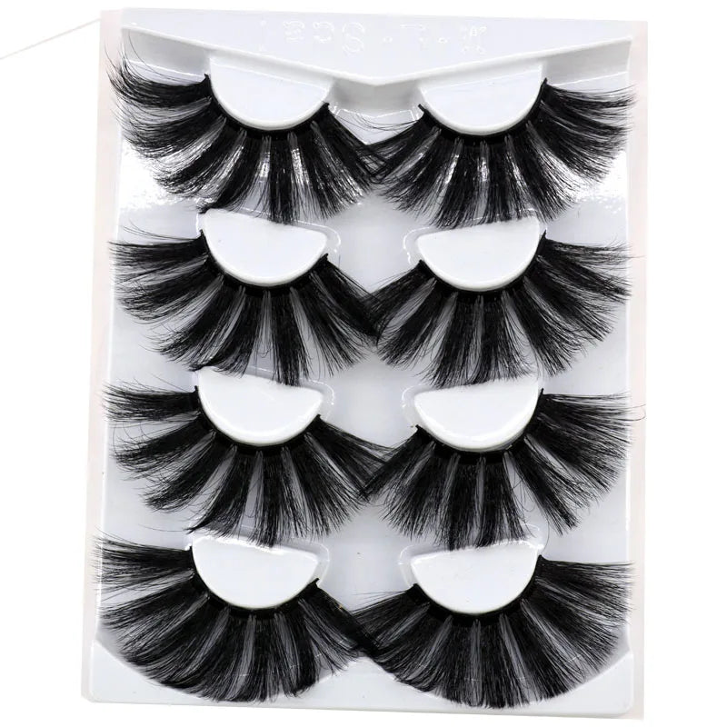 2021 NEW 4 Pairs 3D Mink Hair False Eyelashes Criss-cross Wispy Cross Fluffy 25mm Lashes Extension Handmade Eye Makeup Tools