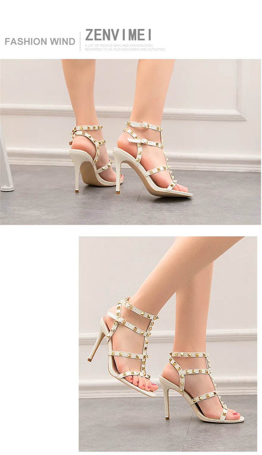 Rome Rivet Double Buckle Women Sandals Open Toe Fashion High Heels Cut-Outs Party Shoes Female Red Wedding Patent Leather Sandal
