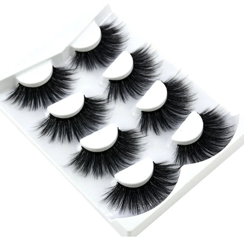 2021 NEW 4 Pairs 3D Mink Hair False Eyelashes Criss-cross Wispy Cross Fluffy 25mm Lashes Extension Handmade Eye Makeup Tools