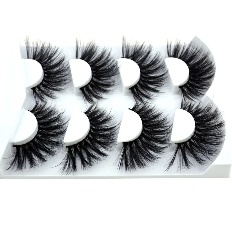 2021 NEW 4 Pairs 3D Mink Hair False Eyelashes Criss-cross Wispy Cross Fluffy 25mm Lashes Extension Handmade Eye Makeup Tools