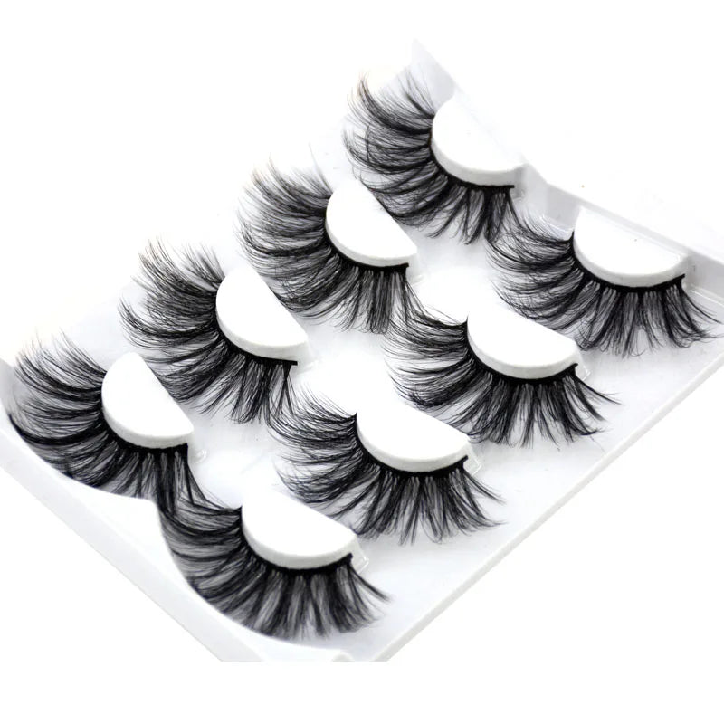 2021 NEW 4 Pairs 3D Mink Hair False Eyelashes Criss-cross Wispy Cross Fluffy 25mm Lashes Extension Handmade Eye Makeup Tools