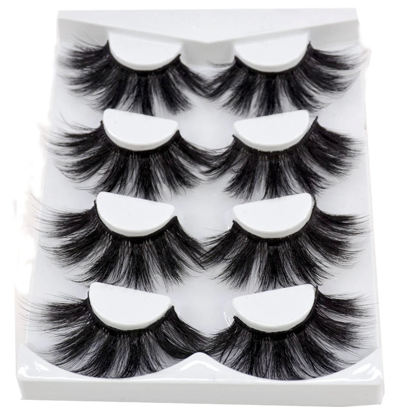 2021 NEW 4 Pairs 3D Mink Hair False Eyelashes Criss-cross Wispy Cross Fluffy 25mm Lashes Extension Handmade Eye Makeup Tools