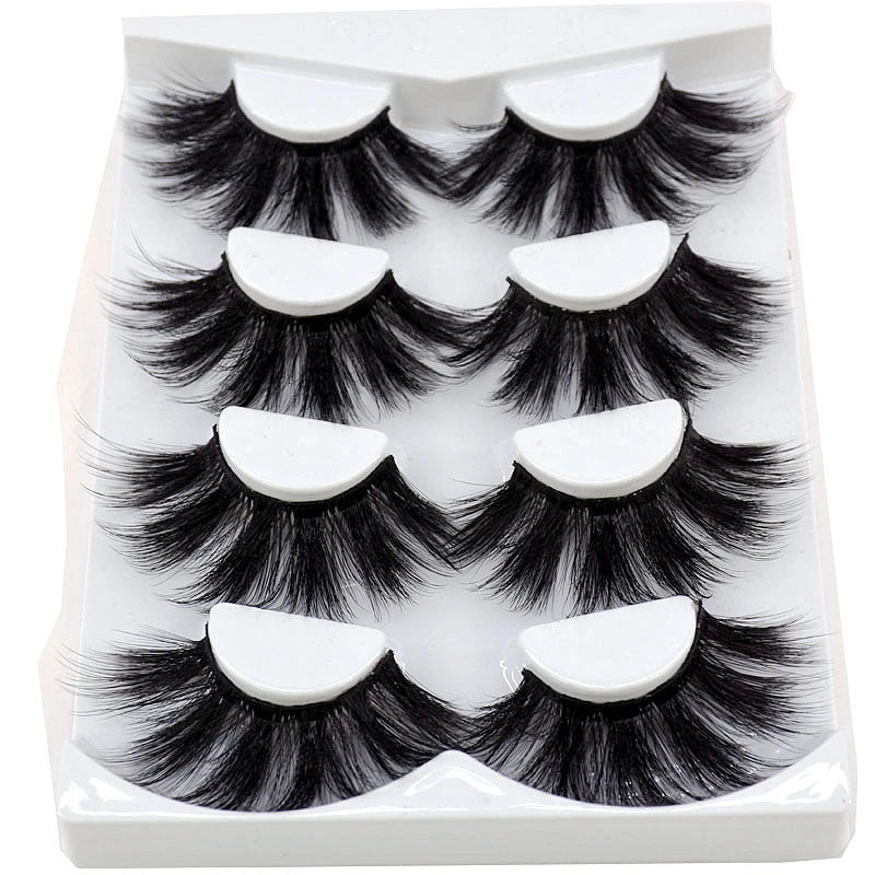 2021 NEW 4 Pairs 3D Mink Hair False Eyelashes Criss-cross Wispy Cross Fluffy 25mm Lashes Extension Handmade Eye Makeup Tools