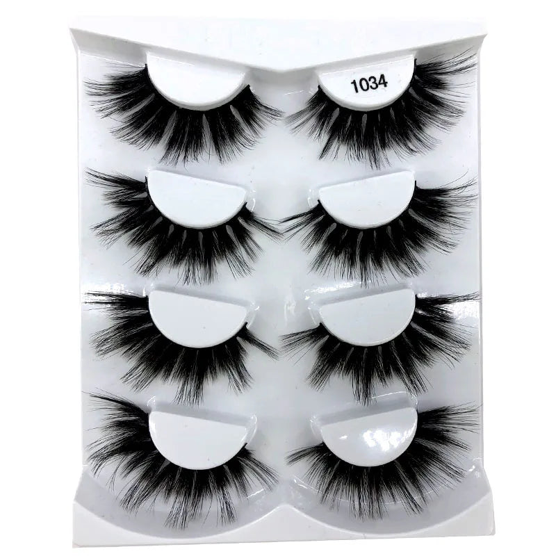 2021 NEW 4 Pairs 3D Mink Hair False Eyelashes Criss-cross Wispy Cross Fluffy 25mm Lashes Extension Handmade Eye Makeup Tools