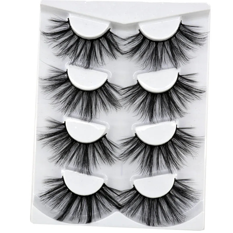 2021 NEW 4 Pairs 3D Mink Hair False Eyelashes Criss-cross Wispy Cross Fluffy 25mm Lashes Extension Handmade Eye Makeup Tools