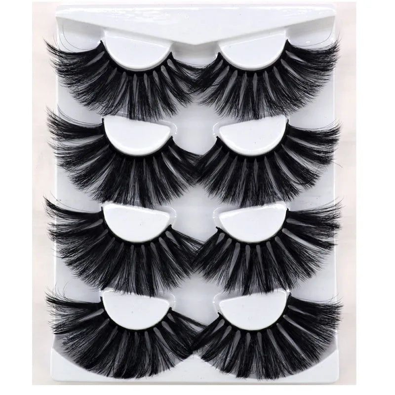 2021 NEW 4 Pairs 3D Mink Hair False Eyelashes Criss-cross Wispy Cross Fluffy 25mm Lashes Extension Handmade Eye Makeup Tools