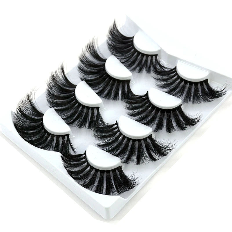 2021 NEW 4 Pairs 3D Mink Hair False Eyelashes Criss-cross Wispy Cross Fluffy 25mm Lashes Extension Handmade Eye Makeup Tools