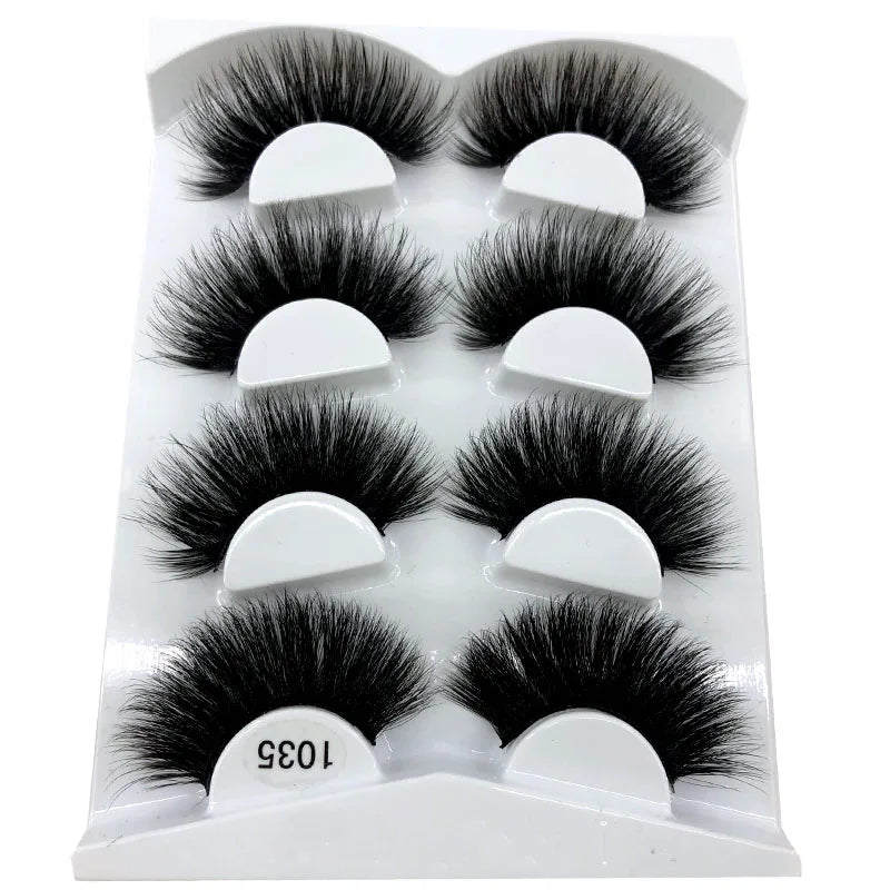 2021 NEW 4 Pairs 3D Mink Hair False Eyelashes Criss-cross Wispy Cross Fluffy 25mm Lashes Extension Handmade Eye Makeup Tools