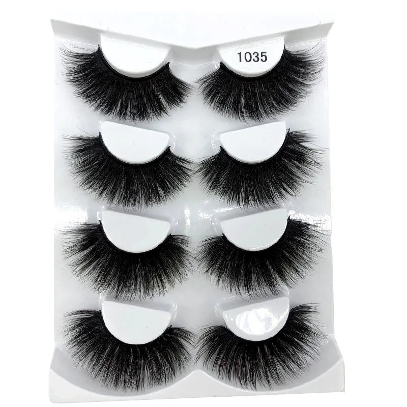 2021 NEW 4 Pairs 3D Mink Hair False Eyelashes Criss-cross Wispy Cross Fluffy 25mm Lashes Extension Handmade Eye Makeup Tools
