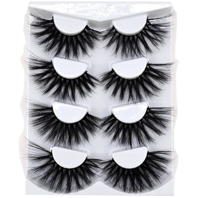 2021 NEW 4 Pairs 3D Mink Hair False Eyelashes Criss-cross Wispy Cross Fluffy 25mm Lashes Extension Handmade Eye Makeup Tools
