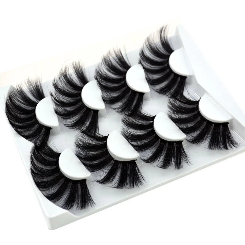 2021 NEW 4 Pairs 3D Mink Hair False Eyelashes Criss-cross Wispy Cross Fluffy 25mm Lashes Extension Handmade Eye Makeup Tools