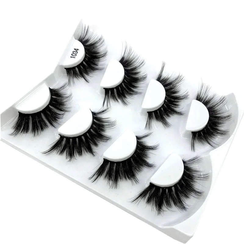 2021 NEW 4 Pairs 3D Mink Hair False Eyelashes Criss-cross Wispy Cross Fluffy 25mm Lashes Extension Handmade Eye Makeup Tools