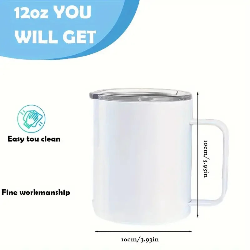 USA Warehouse 25Pack 12 oz 12oz Stainless Steel Sublimation Blanks Coffee Tumbler Camp Mug With Handle for Sublimation