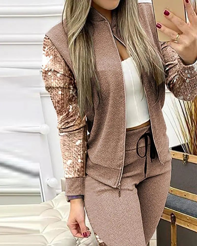 2025 Tracksuit suits 2 Piece Set Zipper Jacket+Long Pants Sports Suit Female Sweatshirt Sportswear Suit for Woman Clothing