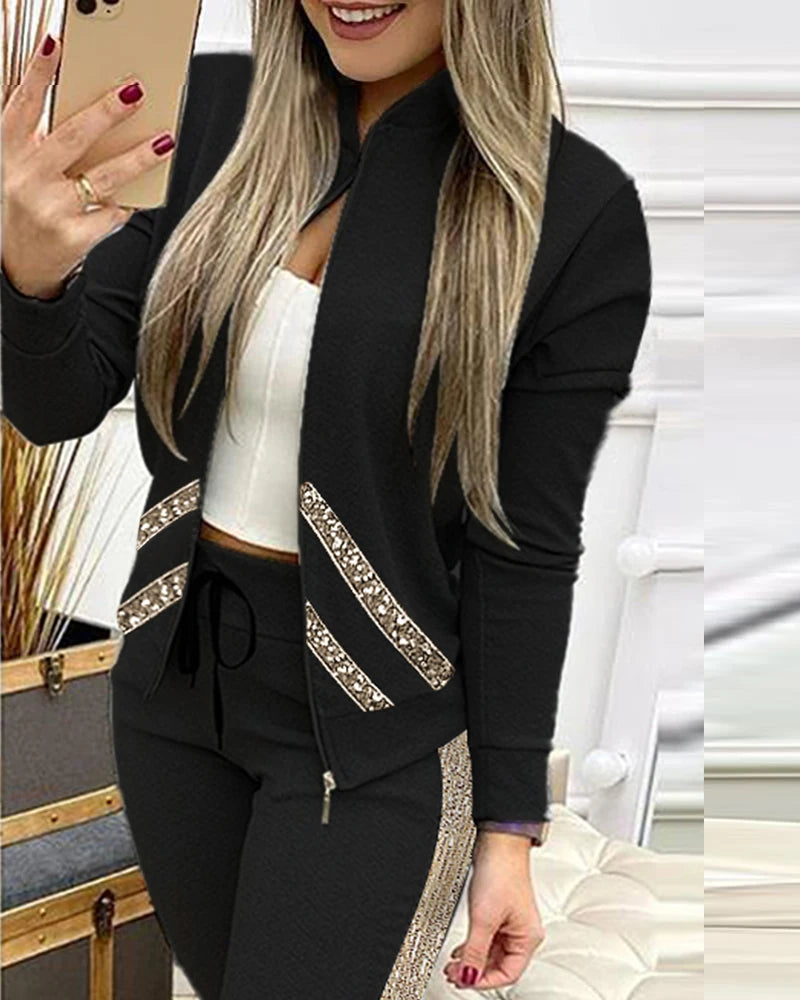 2025 Tracksuit suits 2 Piece Set Zipper Jacket+Long Pants Sports Suit Female Sweatshirt Sportswear Suit for Woman Clothing