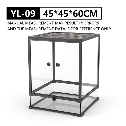 NOMOY PET Glass Terrarium Durable Reptile Habitat Tank with Heat Resistant Aluminum Alloy Frame Dual Front Swinging Doors