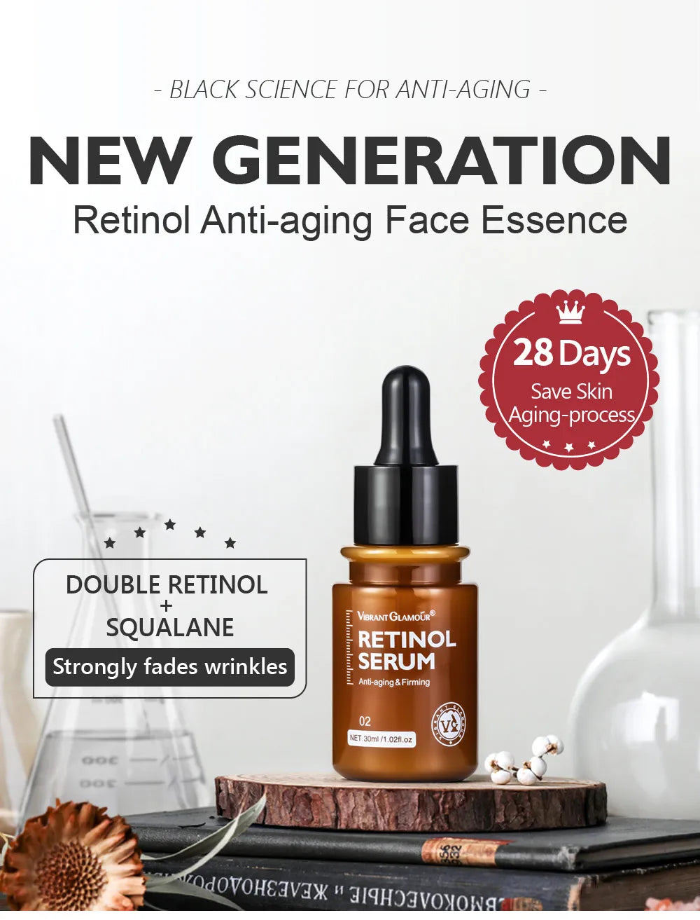 VIBRANT GLAMOUR Retinol Set Face Cream+Facial Serum+Eye Serum +Eye Cream 4pcs