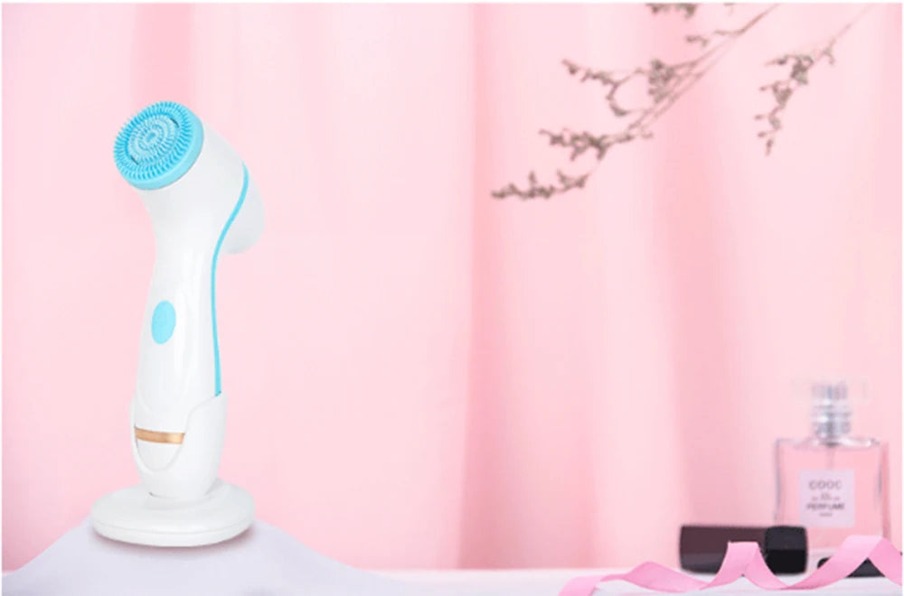 Facial Cleansing Brush Sonic Electric Face Cleanser Waterproof Soft Deep Pore Massage 3 Heads 4 Modes Blackhead Remover Machine
