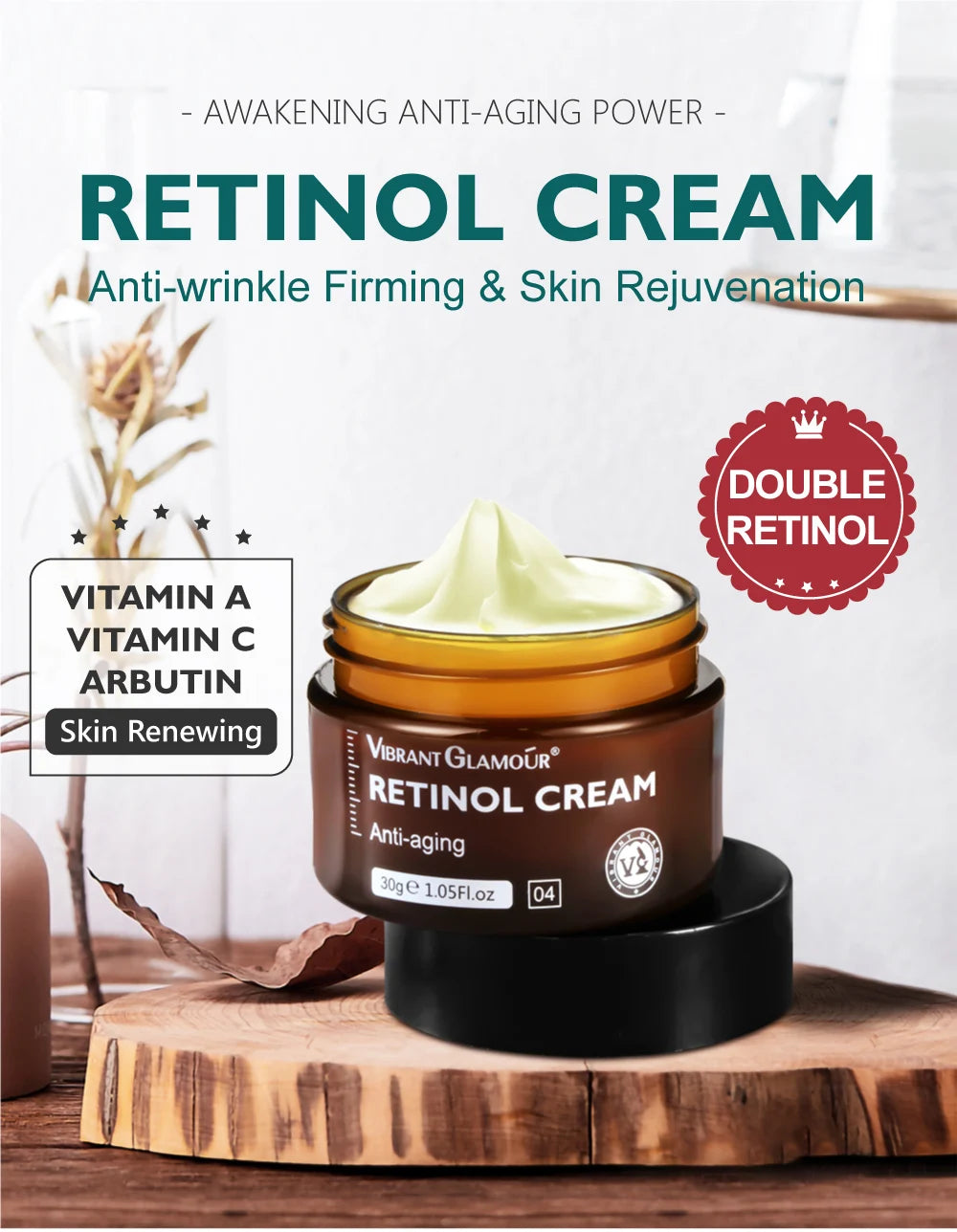 VIBRANT GLAMOUR Retinol Set Face Cream+Facial Serum+Eye Serum +Eye Cream 4pcs