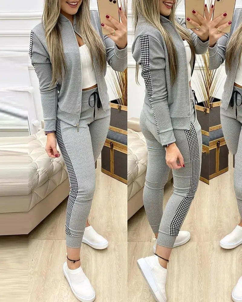 2025 Tracksuit suits 2 Piece Set Zipper Jacket+Long Pants Sports Suit Female Sweatshirt Sportswear Suit for Woman Clothing