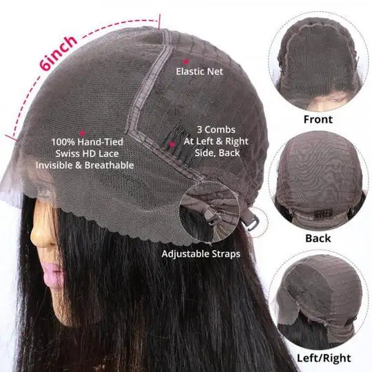 Vietnamese Raw Hair 250% Density Straight Lace Frontal Wigs Human Hair Lace Front Transparent Hd Lace Wig for Black Women