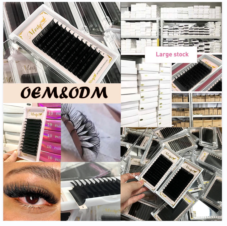Wholesale Cashmere Individual Eyelash Extension Supplies Private Label Silk Natural Matte Black Volume Eye Lash Extension Trays