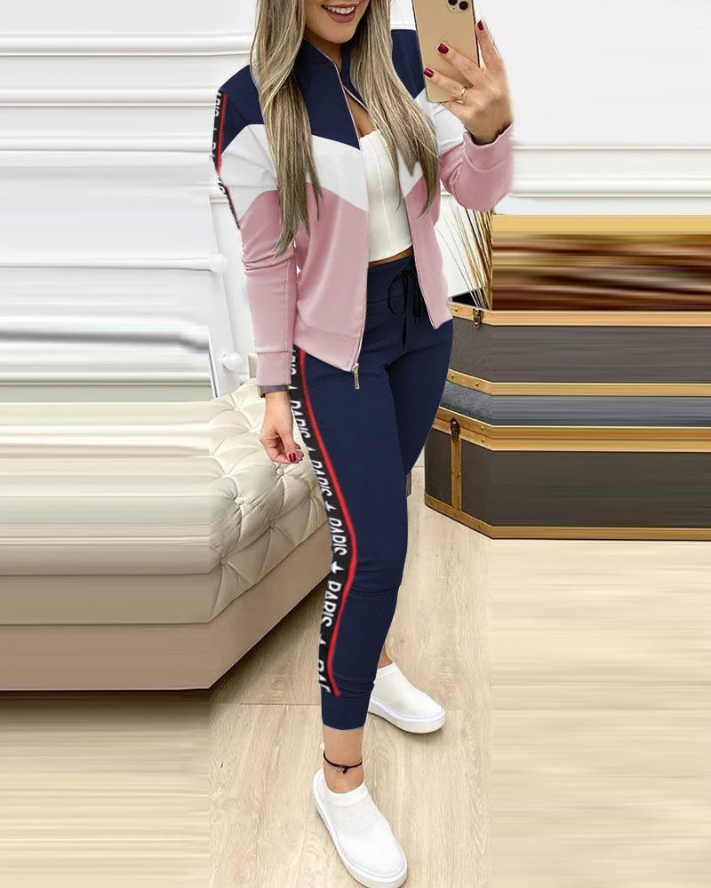 2025 Tracksuit suits 2 Piece Set Zipper Jacket+Long Pants Sports Suit Female Sweatshirt Sportswear Suit for Woman Clothing