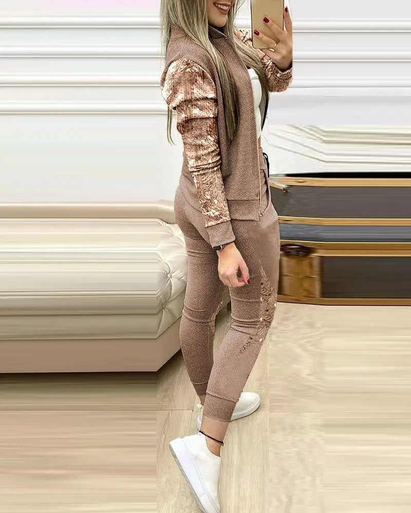 2025 Tracksuit suits 2 Piece Set Zipper Jacket+Long Pants Sports Suit Female Sweatshirt Sportswear Suit for Woman Clothing
