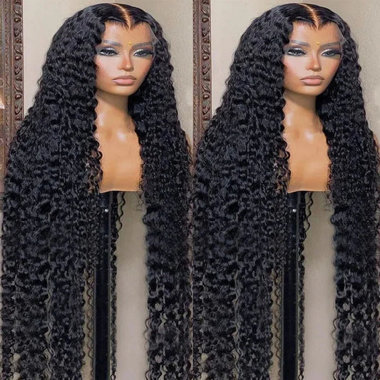 13x6 Deep Wave Lace Front Wigs 30 Inch 180% Density HD Lace Curly Wigs for Black Women Pre Plucked with Baby Hair Human Hair Wig