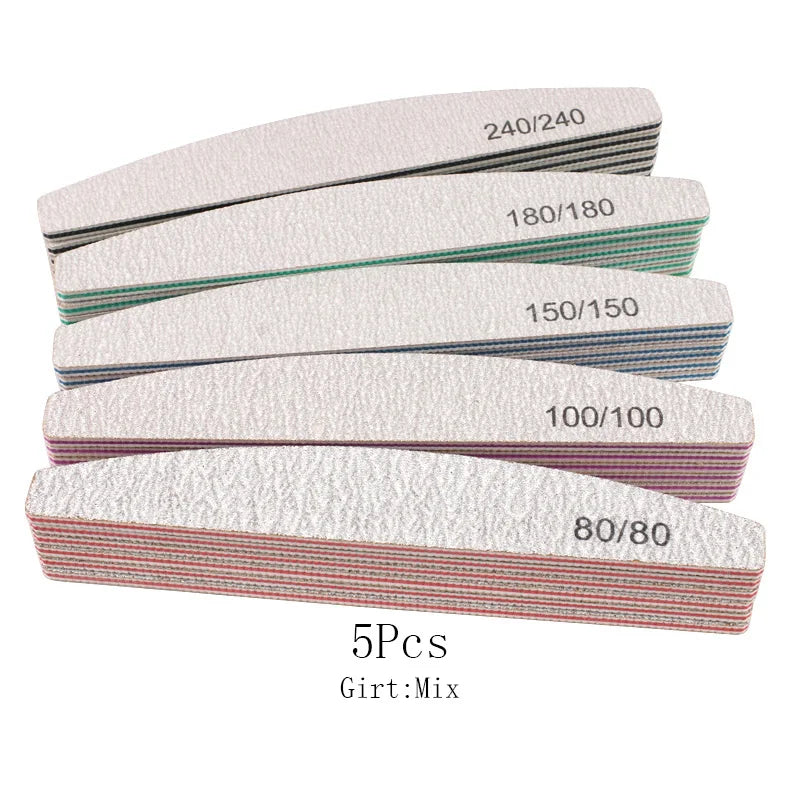 3/5Pcs Thick Sandpaper Nail File 80/100/150/180/240 Boat Lime a ongle Professional Sanding Grinding Manicure Care Tool Supply