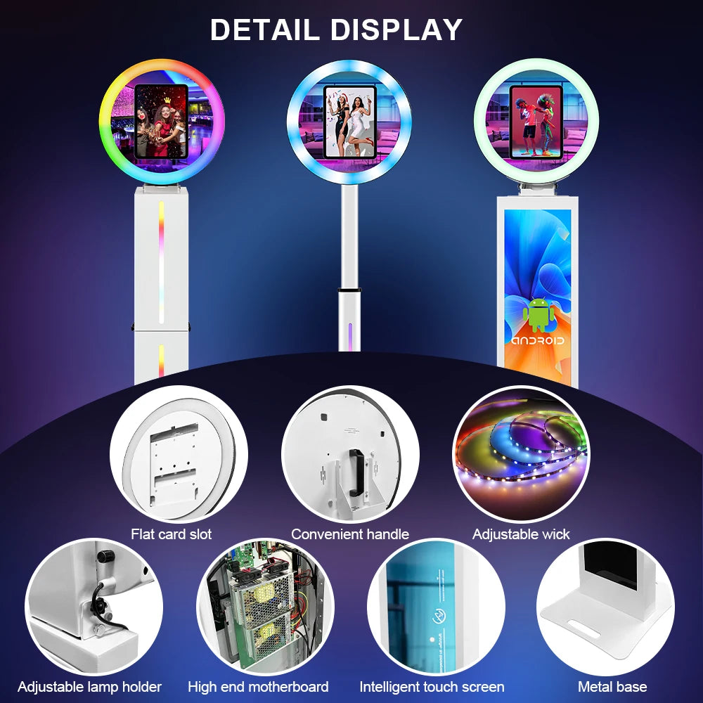 New iPad Compatible Portable LED Ring Light Photobooth Roamer Shell LED Screen Kiosk Selfie Stand Machine American Warehouse