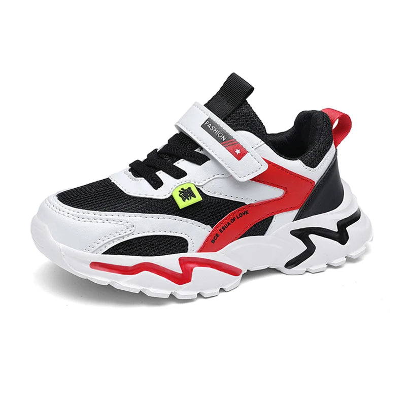 Kid Sneakers Sport Shoes for Boys Fashion Leather Children Breathable Mesh Comfort Shoes Casual Walking Outdoor Running Shoes