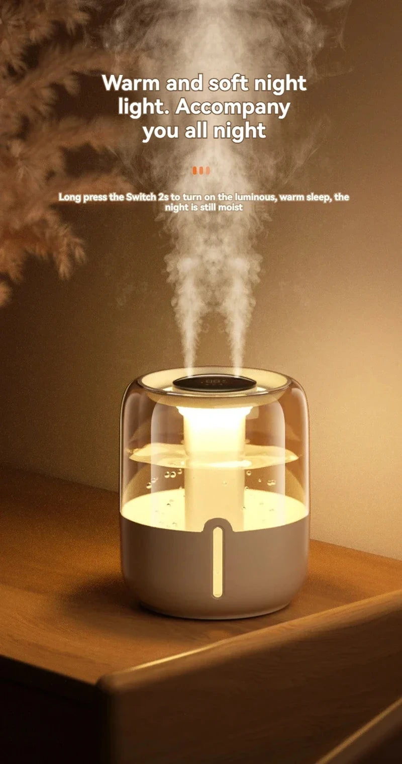 6.8L Large Capacity Humidifier USB Double Spray Quiet Humidifier Home Dormitory Office Bedroom Desktop With Night Light