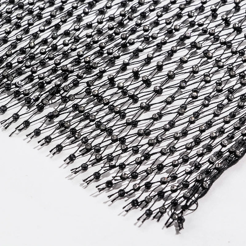 New Sexy Mesh Crop Tops for Women Summer Rhinestones Fashion Party Club See Through Fishnet Tank Hollow Out Backless Top