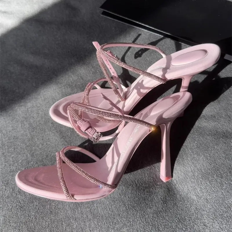 High Heel Sandal for Women All-Match Buckle Strap 2025 Summer Espadrilles Platform Female Shoe High-heeled Fashion Stiletto Silv