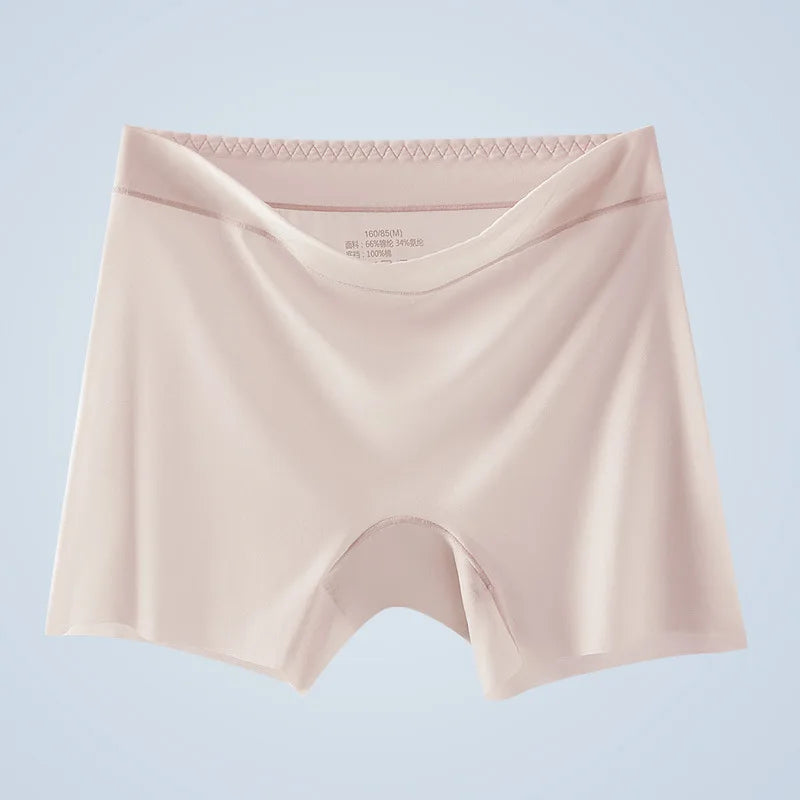 1pcs Summer Ice Silk Ultra-thin Quick-drying Boxer Brief Women Seamless High waist Panties Plus Size Female Safety Underwear