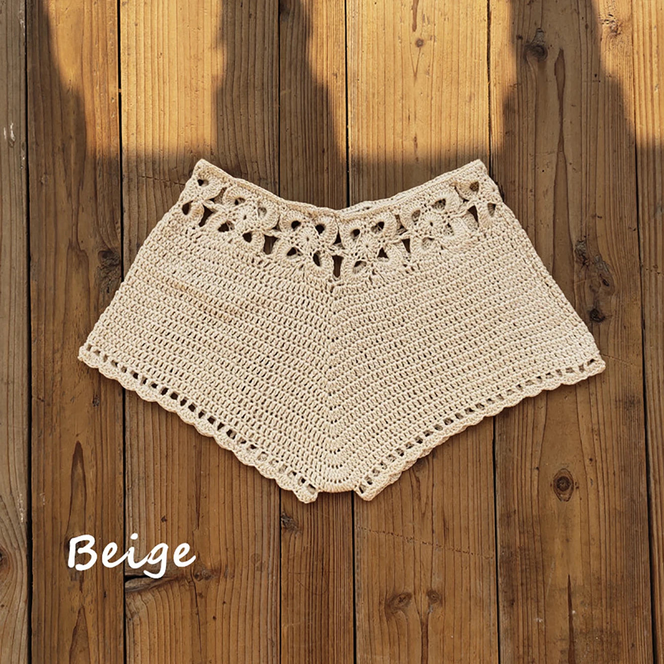 Puloru Women's Crochet Cutout Swim Shorts Summer Bathing Suit Bottoms Beach Style Drawstring Beach Board Shorts Swim Trunks