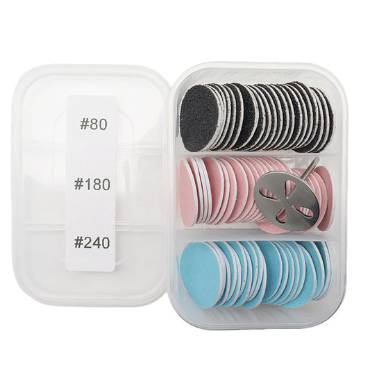 60Pcs Sanding Paper Discs and Metal Nail Drill Bit 25mm Pedicure Disc Replacement Sanding Discs Bits for Nail Drill Foot Files