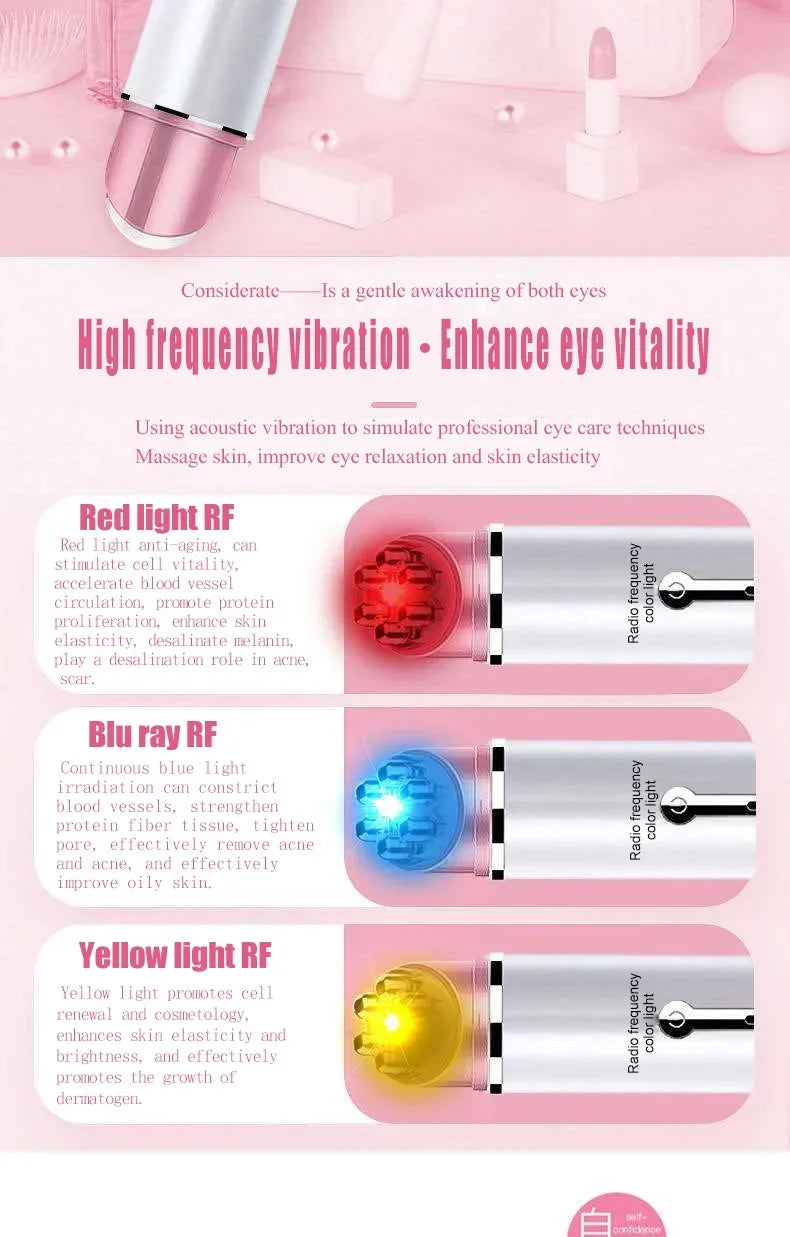Electric Facial Eye Massager Pen Vibration Double Head EMS Rejuvenation Eye Machine LED Photon Skin Rejuvenation Anti-wrinkle