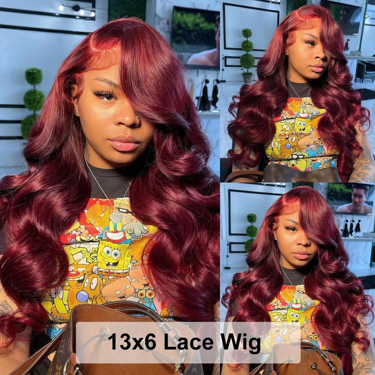 13x6 Lace Front Wigs Human Hair 200% Density 99j Burgundy Lace Front Wigs Human Hair 28 inch Body Wave Lace Front Wigs Brazilian