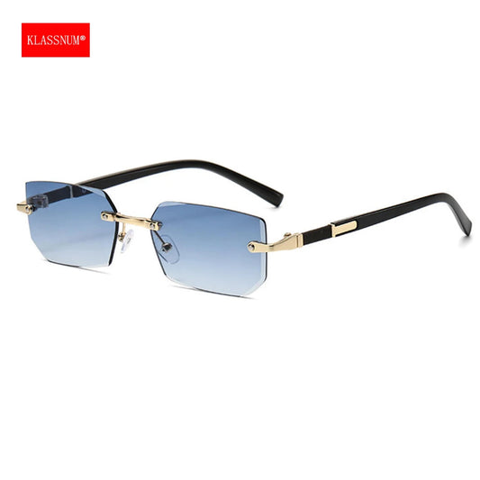 KLASSNUM Men Sunglasses 2025 Rimless Rectangle Sunglasses Luxury Designer Vintage Square Shade Color Lens Sun Glasses Goggles