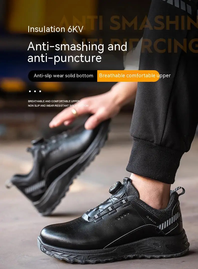 Rotating Button Security Protective Boots Men New Safety Shoes Men Anti-smash Anti-puncture Work Shoes Fashion Men Sport Shoes