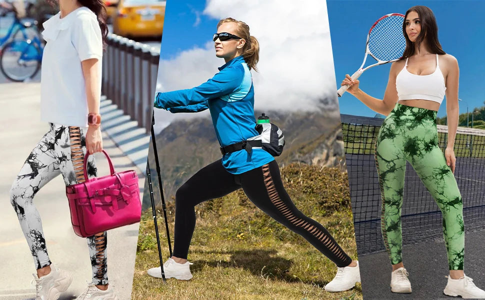 Cycling Sport Leggings Side mesh design yoga Pants Butt Lifting Tie dye Tights High Waist no awkward lines Slim Fitness pants