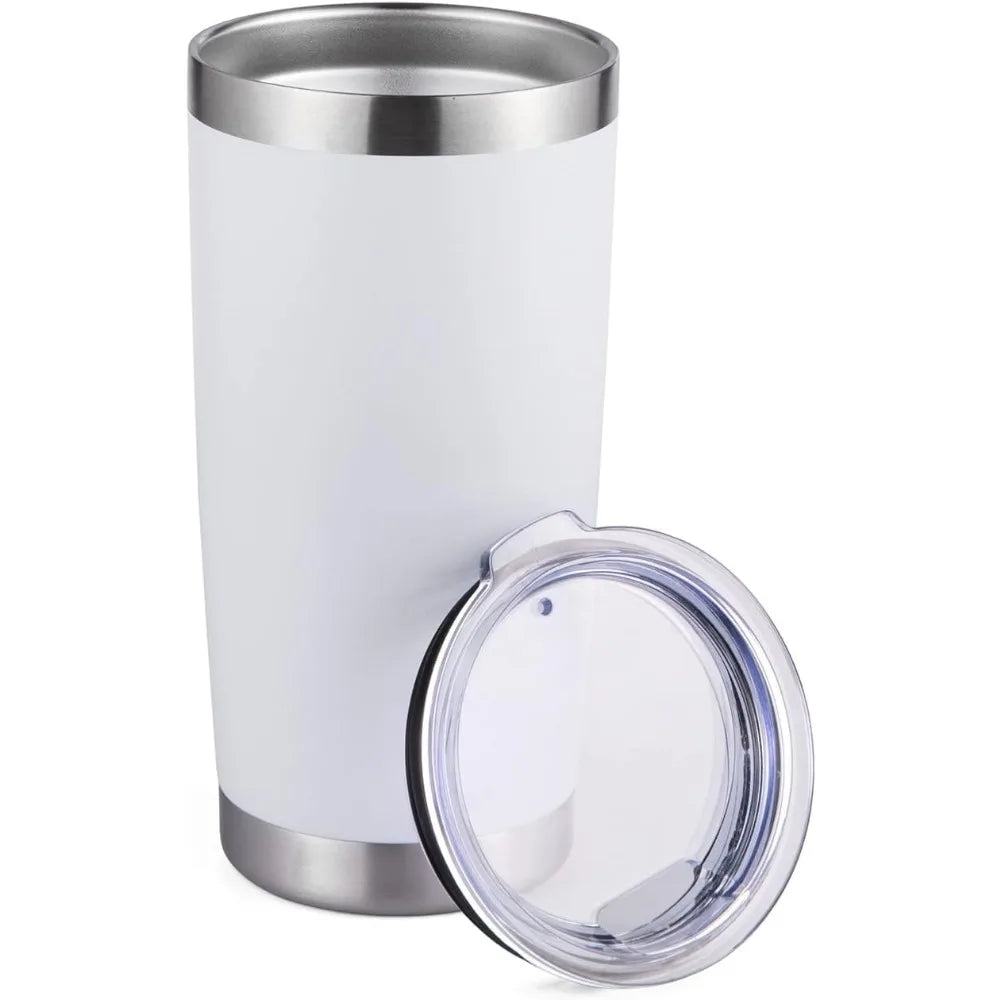 20oz Insulated Tumblers with Lid Stainless Steel Double Wall Tumbler Travel Coffee Cups Powder Coated Tapered Metal Thermal Mug